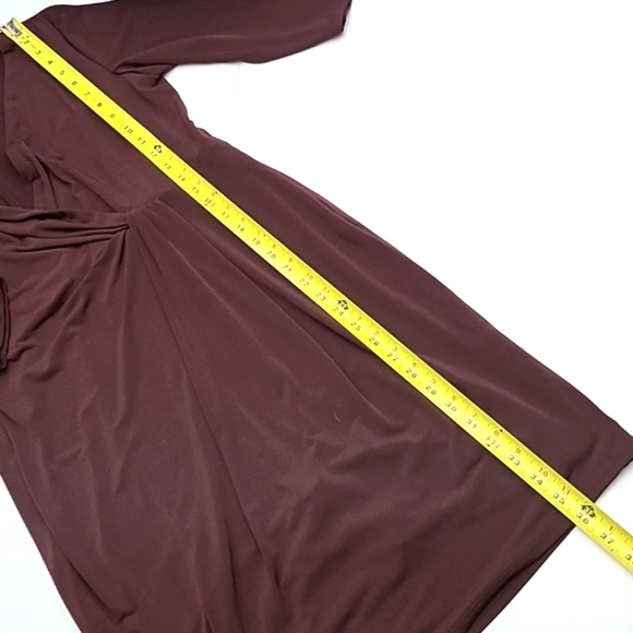 Coldwater Creek Brown 3/4 Length Sleeves Knee Length Pencil Dress Petite Sz 14P - Picture 8 of 11